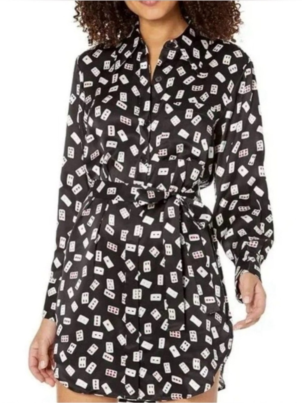 Equipment Femme Scout Playing Card Silk Mini Shirtdress - L